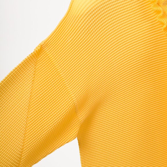 Issey Miyake Bright Yellow Pleat Ruffle Tie Cardigan - Picture 4 of 10